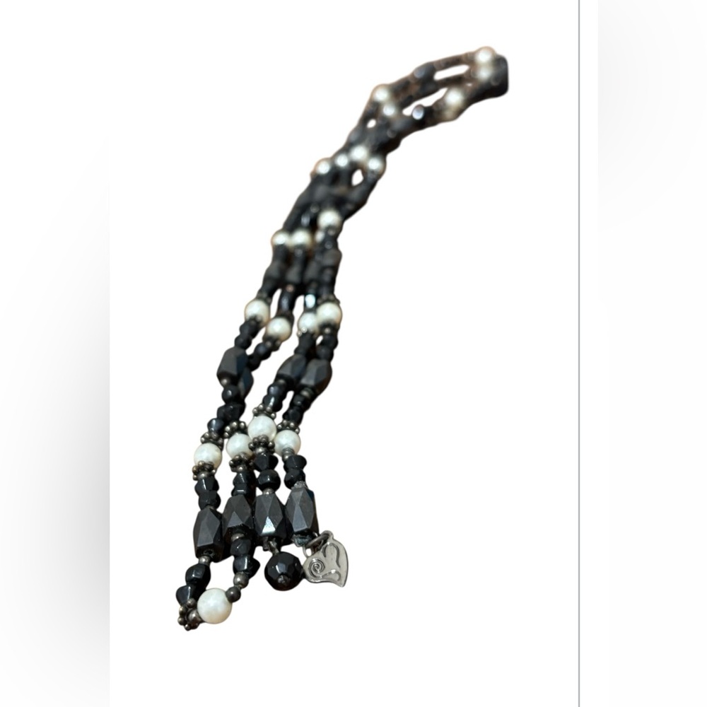 Hematite Magnetic Bracelet Necklace Black Silver Beads Versatile Vintage